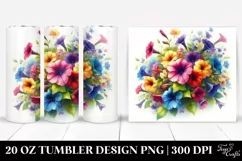 Colorful Petunia Bouquet | Tumbler Product Image 1