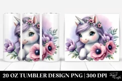 Cute Baby Unicorn with Anemone Frame | 20 oz Tumbler Product Image 1