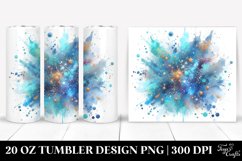 Colorful Glitery Blue Watercolor | 20 Oz Tumbler Product Image 1