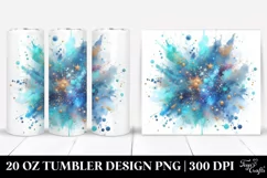 Colorful Glitery Blue Watercolor | 20 Oz Tumbler Product Image 1