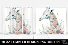Colorful Pastel Giraffe Floral | 20 oz Tumbler Product Image 1
