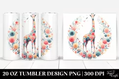 Colorful Pastel Giraffe Floral | 20 oz Tumbler Product Image 1