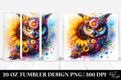 Abstract Vibrant Owl Sunflower Flowers | 20 oz Tumbler Product Image 1