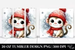 Cute Baby Monkey in Winter Image, 20 Oz Tumbler Product Image 1