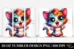 Colorful Cartoon Crazy Kitten | 20 Oz Tumbler Product Image 1