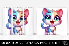 Colorful Cartoon Crazy Kitten | 20 Oz Tumbler Product Image 1