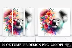 Artistic Koala Flowers. 20 Oz Tumbler Design Product Image 1