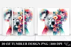 Artistic Koala Flowers. 20 Oz Tumbler Design Product Image 1