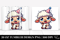 Cute Cartoon Lamb in Party Hat 20 Oz Tumbler Product Image 1