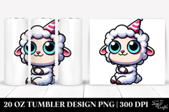 Cute Cartoon Lamb with Party Hat, 20 Oz Tumbler Product Image 1