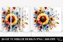 Watercolor Abstract Colorfull Sunflower Tumbler Product Image 1