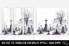 Watercolor Graveyard Simple White 20 oz Tumbler Product Image 1