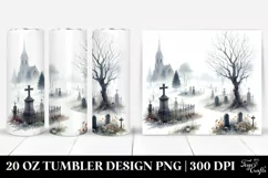 Watercolor Graveyard Simple White 20 oz Tumbler Product Image 1