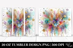 Colorful Watercolor Splash with Golden Foil | 20 Oz Tumbler Product Image 1