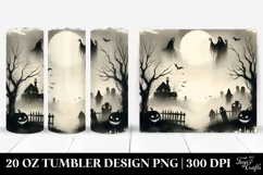Washed Watercolor Vintage Halloween Scene, 20 oz Tumbler Product Image 1
