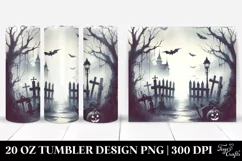 Washed Watercolor Vintage Halloween Scene, 20 oz Tumbler Product Image 1