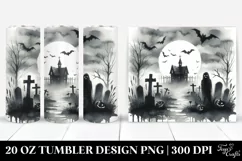 Washed Watercolor Vintage Halloween Scene, 20 oz Tumbler Product Image 1