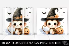 Festive Halloween Monkey, Watercolor 20 Oz Tumbler Product Image 1
