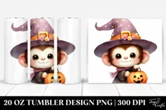 Energetic Halloween Monkey, Festive 20 Oz Tumbler Product Image 1