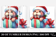 Festive Walrus, Winter 20 Oz Tumbler Product Image 1
