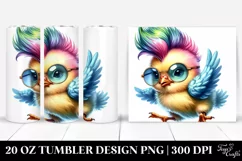 Funny Jumping Baby Chicken Drawing | 20 oz Tumbler Product Image 1