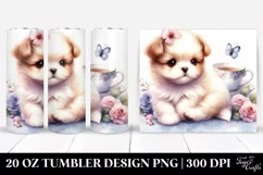Watercolor Image Featuring Cute Baby Dog, 20 oz Tumbler Product Image 1