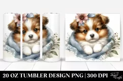 Watercolor Image Featuring Cute Baby Dog, 20 oz Tumbler Product Image 1