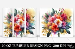 Colorful Abstract Bouquet with Gold Foil | 20 Oz Tumbler Product Image 1