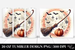 Washed Retro Halloween Broomstick 20 oz Tumbler Product Image 1