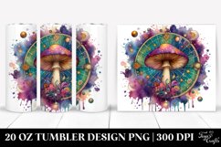 Vibrant Celestial Mushroom Design, Transparent 20 Oz Tumbler Product Image 1