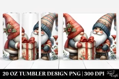 Detailed Christmas Gnome with Gift Box, Transparent 20 Oz Product Image 1