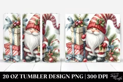 Detailed Christmas Gnome with Gift Box, Transparent 20 Oz Product Image 1