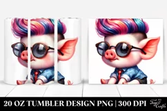 Cute Funny Pig Jumping 20 Oz Tumbler Product Image 1