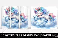 Cute Baby Unicorn Wrestling on a Lofty Cloud | 20 Oz Tumbler Product Image 1