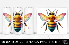 Colorful Watercolor Bee 20 Oz Tumbler Product Image 1