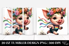 Cute Funny Pig Running 20 Oz Tumbler Product Image 1