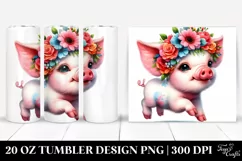 Cute Funny Pig Running 20 Oz Tumbler Product Image 1
