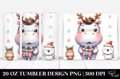 Expressive Watercolor Hippo with Cool Haircut 20 Oz Tumbler Product Image 1