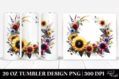 Colorful Floral Frame Sunflower | 20 oz Tumbler Product Image 1