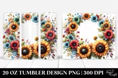 Colorful Floral Frame Sunflower | 20 oz Tumbler Product Image 1