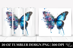 Watercolor Butterfly with Splashes 20 Oz Tumbler Product Image 1