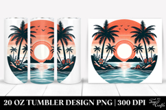 Vintage Tropical Island Sunset 20 Oz Tumbler Product Image 1