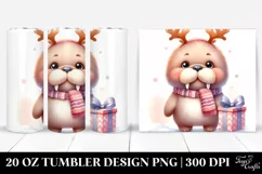 Expressive Watercolor Walrus with Cool Haircut 20 Oz Tumbler Product Image 1