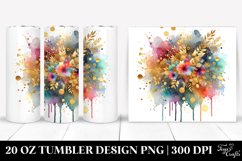 Colorful Watercolor Splash with Golden Foil | 20 Oz Tumbler Product Image 1