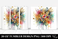 Colorful Watercolor Splash with Golden Foil | 20 Oz Tumbler Product Image 1