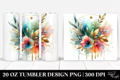 Colorful Watercolor Splash with Golden Foil | 20 Oz Tumbler Product Image 1