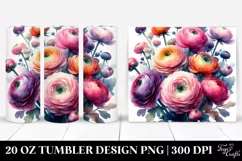 Watercolor Abstract Colorful Ranunculus Bouquet | 20 oz Product Image 1