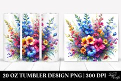 20 Oz Tumbler Sublimation | Vibrant Watercolor Bouquet with Product Image 1