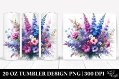 20 Oz Tumbler Sublimation | Vibrant Watercolor Bouquet with Product Image 1