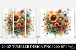 Washed Watercolor Sunflower | 20 oz Tumbler Product Image 1